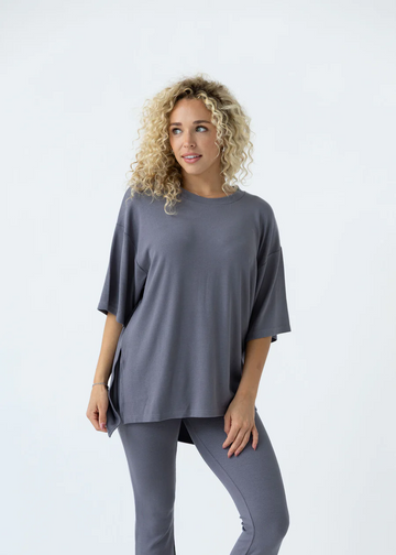 7MNST Cozy Chic Long Pant Set Slate